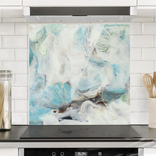 Glass splashback kitchen abstract Tide With Flotsam III