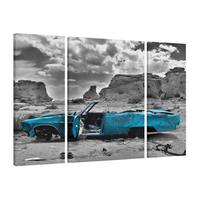 Print on canvas 3 parts - Turquoise Cadillac