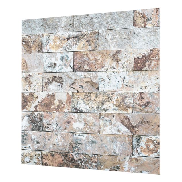 Glass Splashback - Natural Marble Stone Wall - Square 1:1