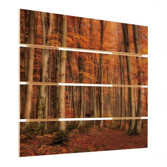 Print on wood - Autumn Stroll
