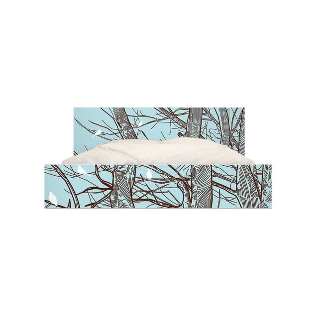 Adhesive film for furniture IKEA - Malm bed 140x200cm - Winter Trees