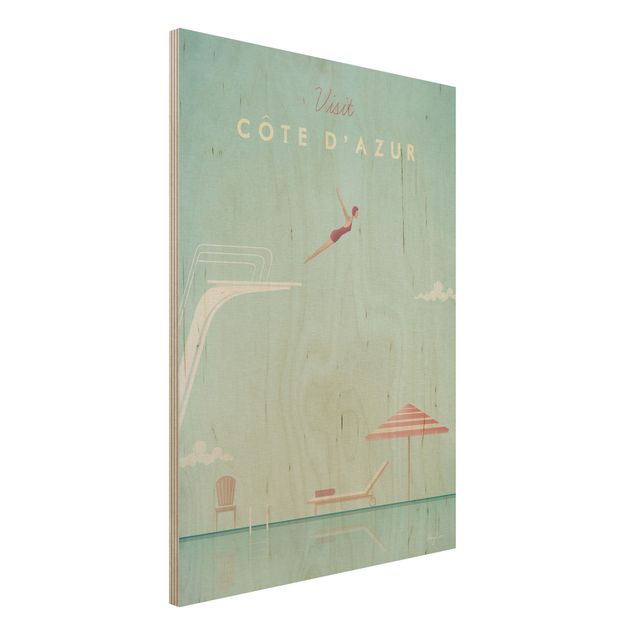 Print on wood - Travel Poster - Côte D'Azur