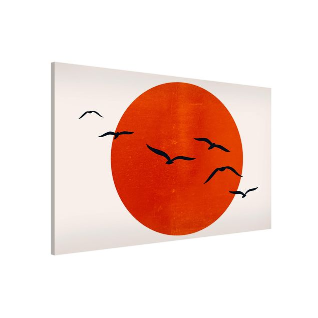 Magnetic memo board - Flock Of Birds In Front Of Red Sun I