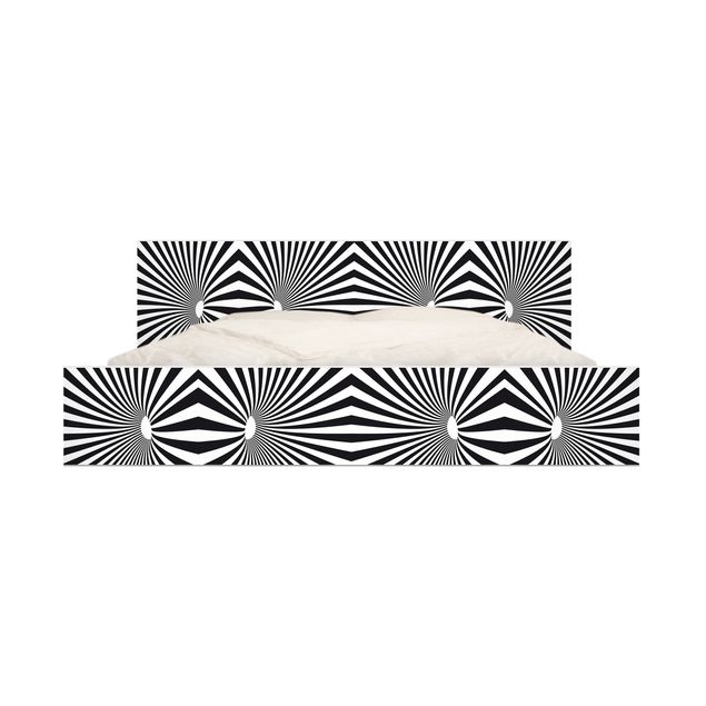 Adhesive film for furniture IKEA - Malm bed 160x200cm - Psychedelic Black And White pattern