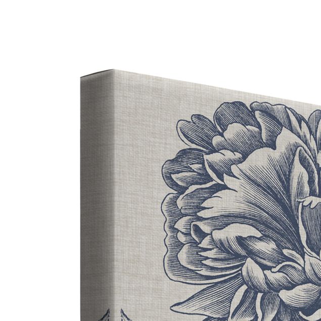Print on canvas - Indigo Blossom On Linen Set I