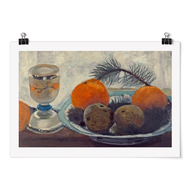 Poster - Paula Modersohn-Becker - Still Life with frosted Glass Mug, Apples and Pine Branch