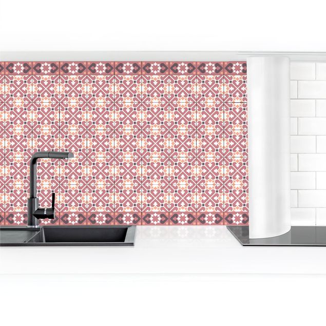 Kitchen wall cladding - Geometrical Tile Mix Hearts Orange