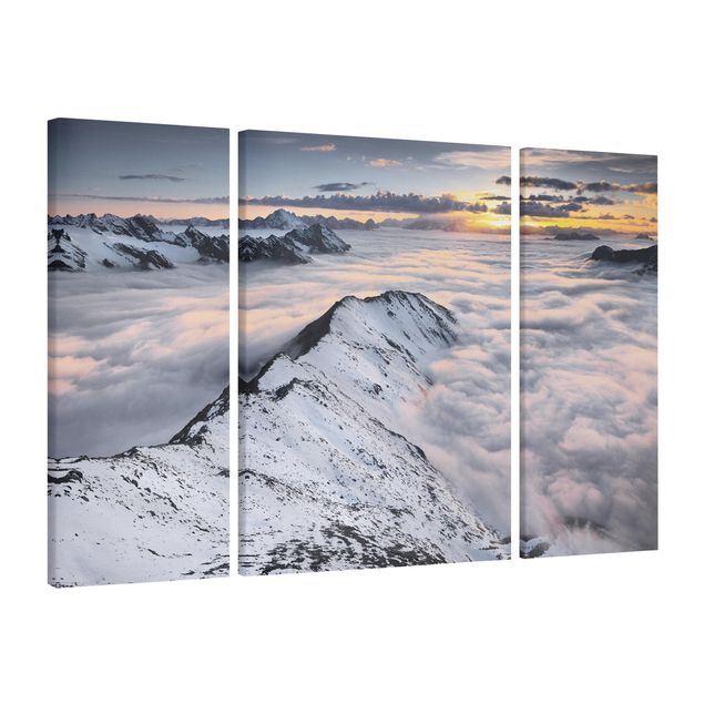 Print on canvas 3 parts - View Of Clouds And Mountains