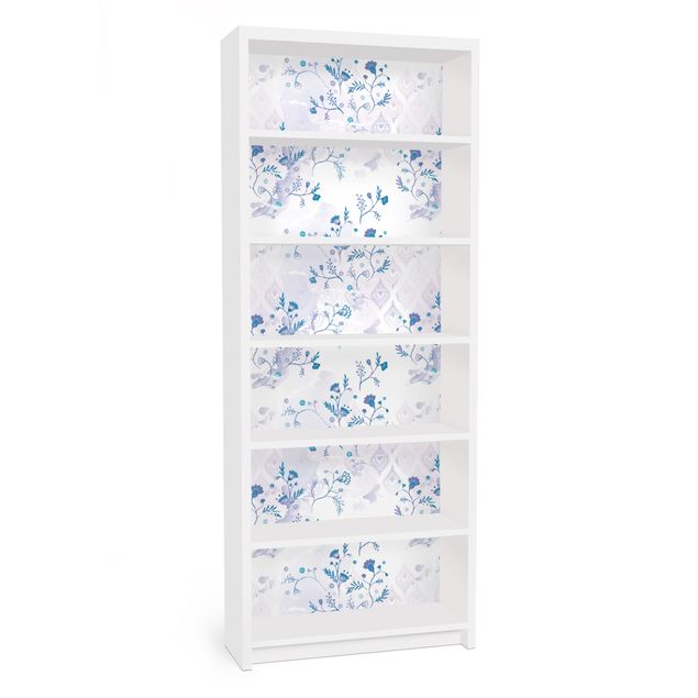 Adhesive film for furniture IKEA - Billy bookcase - Blue Fantasy Pattern