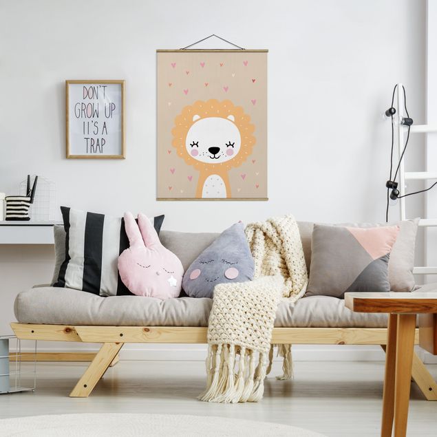 Fabric print with poster hangers - The Kind Lion