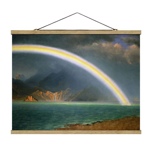 Fabric print with poster hangers - Albert Bierstadt - Rainbow over the Jenny Lake, Wyoming