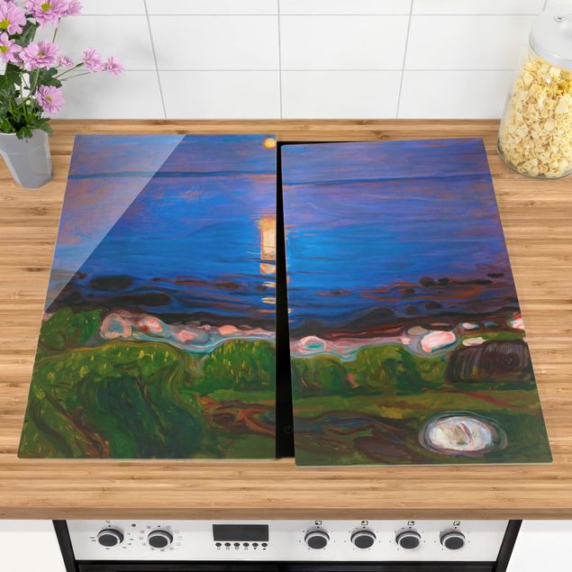 Glass stove top cover - Edvard Munch - Summer Night By The Beach