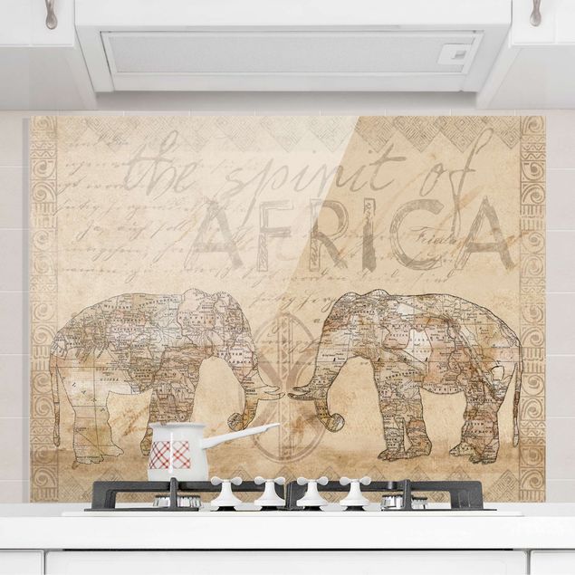 Glass splashback art print Vintage Collage - Spirit Of Africa