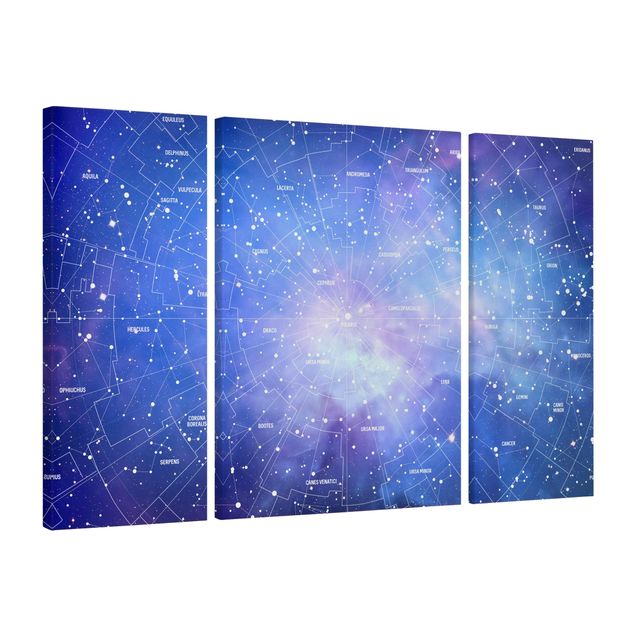 Print on canvas 3 parts - Stelar Constellation Star Chart