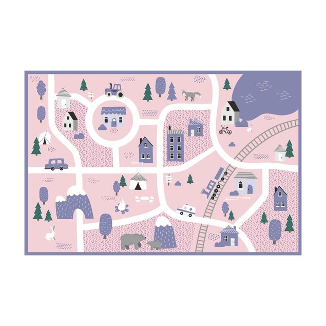 road map rug Playoom Mat Village - Off To The Countryside