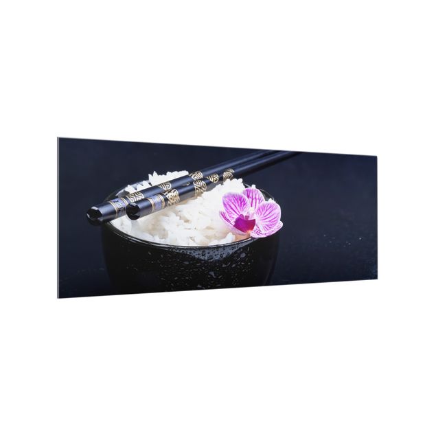Glass splashbacks Rice Bowl With Orchid