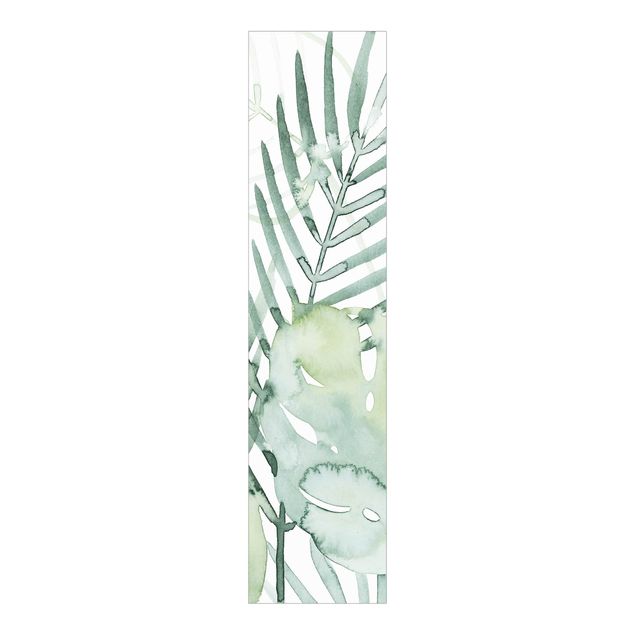 Sliding panel curtains set - Palm Fronds In Watercolour I