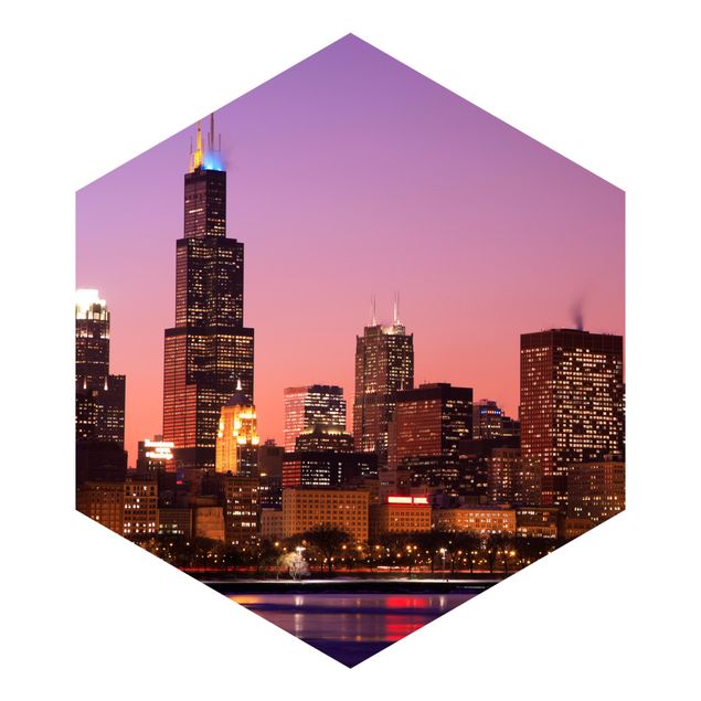 Self-adhesive hexagonal pattern wallpaper - Chicago Skyline