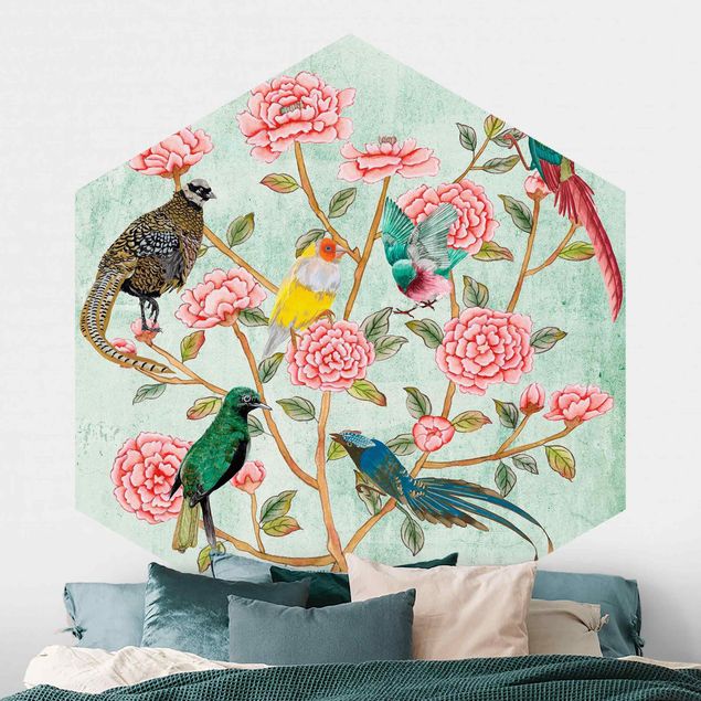Wallpapers Chinoiserie Collage In Mint II