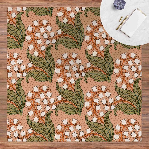 contemporary rugs Chinoiserie Lilies Of The Valley With White Flowers