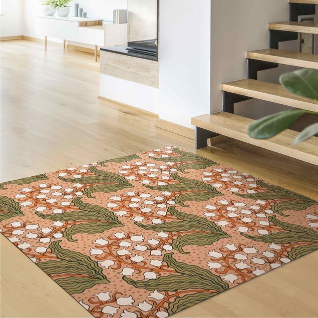 Flower Rugs Chinoiserie Lilies Of The Valley With White Flowers