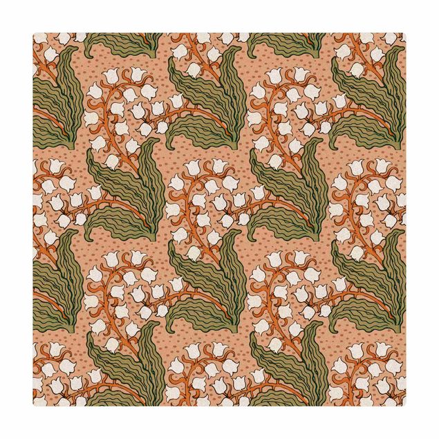 Cork mat - Chinoiserie Lilies Of The Valley With White Flowers - Square 1:1