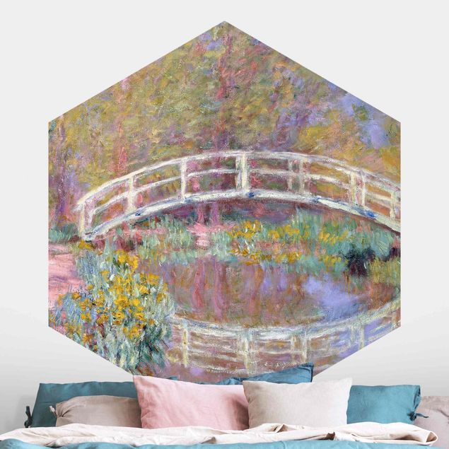 Hexagonal wall mural Claude Monet - Bridge Monet's Garden