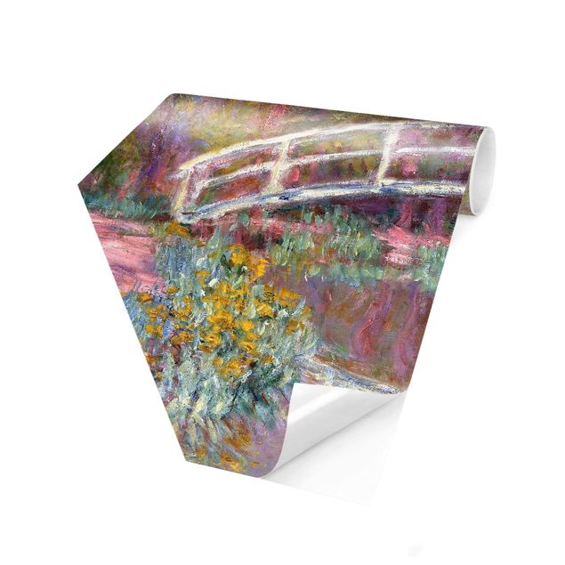 Self-adhesive hexagonal pattern wallpaper - Claude Monet - Bridge Monet's Garden