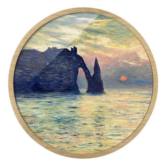 Circular framed print - Claude Monet - Rock Sunset