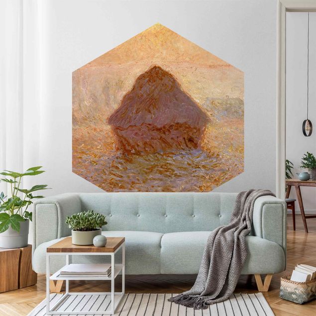 Self-adhesive hexagonal pattern wallpaper - Claude Monet - Haystack In The Mist
