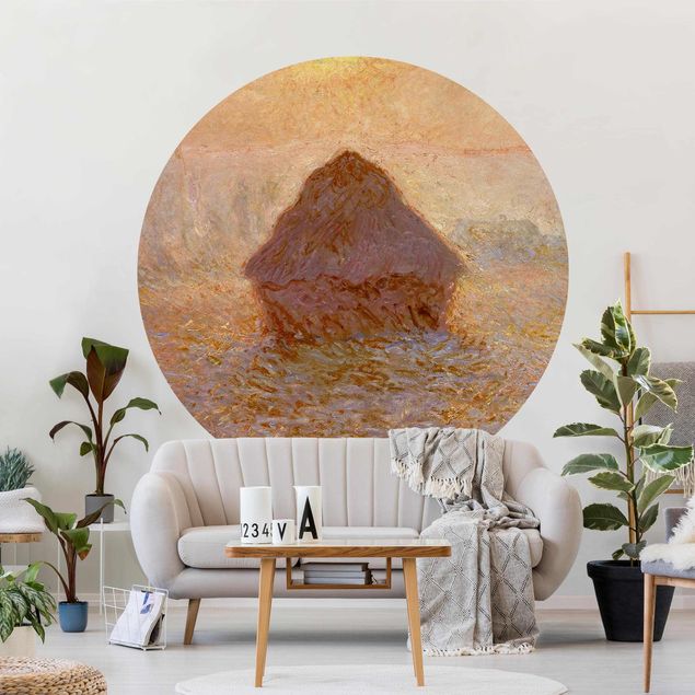 Self-adhesive round wallpaper - Claude Monet - Haystack In The Mist