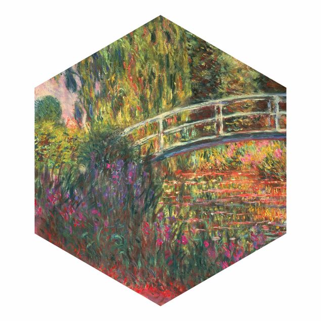 Self-adhesive hexagonal pattern wallpaper - Claude Monet - Japanese Bridge In The Garden Of Giverny