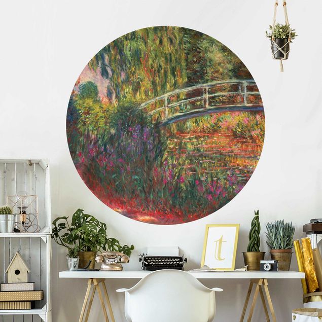 Self-adhesive round wallpaper - Claude Monet - Japanese Bridge In The Garden Of Giverny