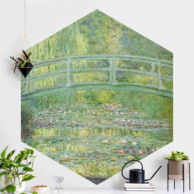 Self-adhesive hexagonal wall mural Claude Monet - Japanese Bridge
