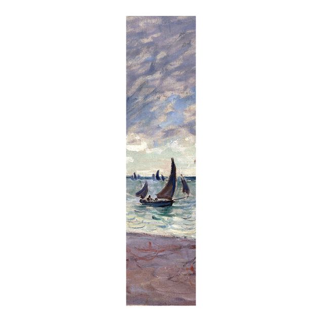 Sliding panel curtains set - Claude Monet - Fishing Boats In Front Of The Beach And Cliffs Of Pourville