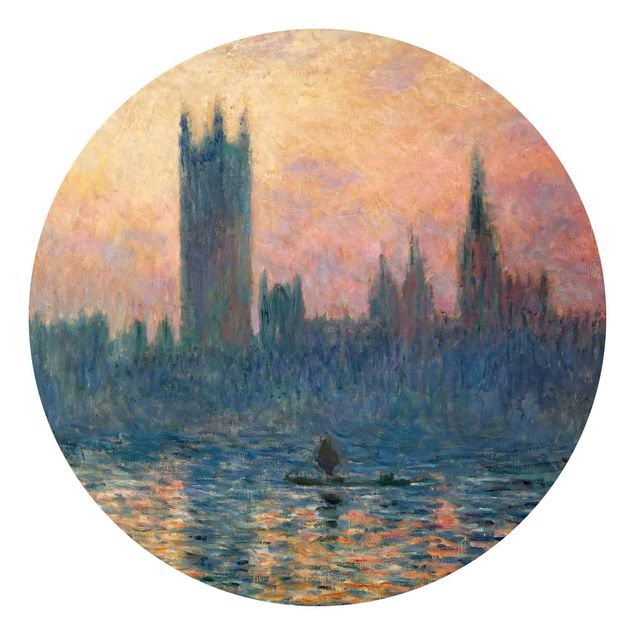 Self-adhesive round wallpaper - Claude Monet - London Sunset