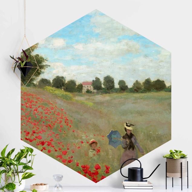 Hexagonal wallpapers Claude Monet - Poppy Field At Argenteuil