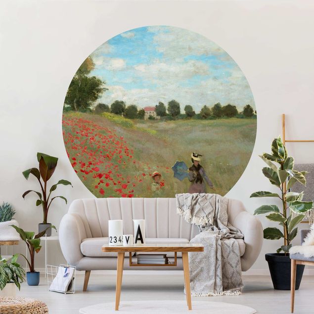 Self-adhesive round wallpaper - Claude Monet - Poppy Field Near Argenteuil