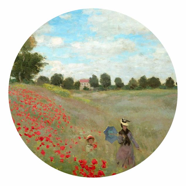 Self-adhesive round wallpaper - Claude Monet - Poppy Field Near Argenteuil
