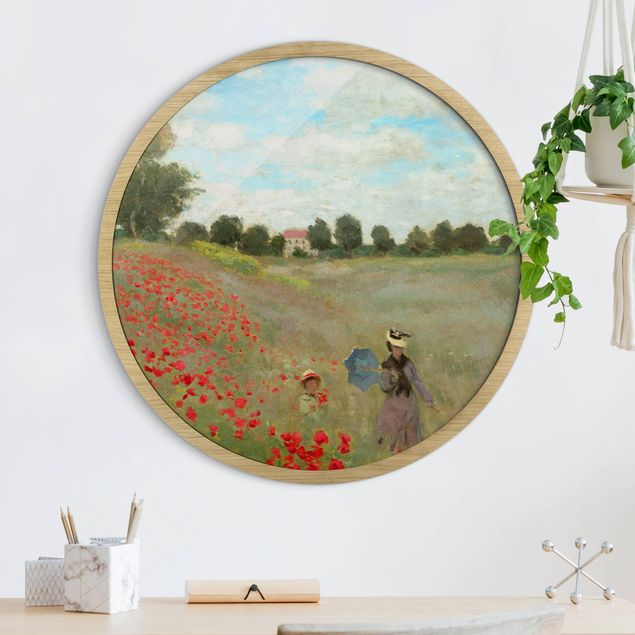 Framed prints round Claude Monet - Poppy Field At Argenteuil