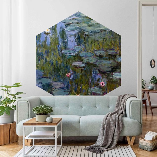 Self-adhesive hexagonal pattern wallpaper - Claude Monet - Water Lilies (Nympheas)