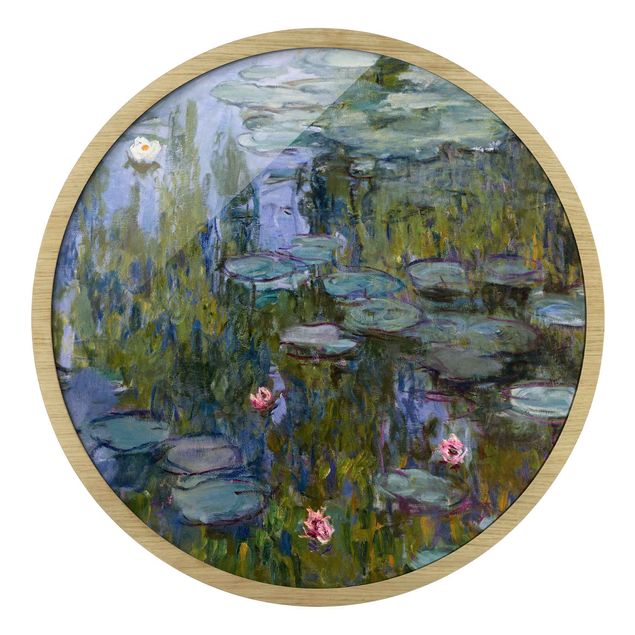 Circular framed print - Claude Monet - Water Lilies (Nympheas)