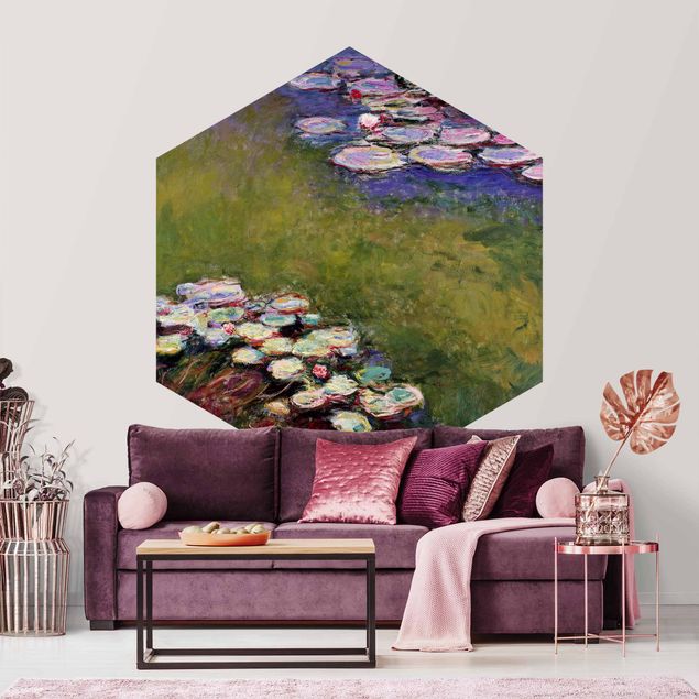Self-adhesive hexagonal pattern wallpaper - Claude Monet - Water Lilies