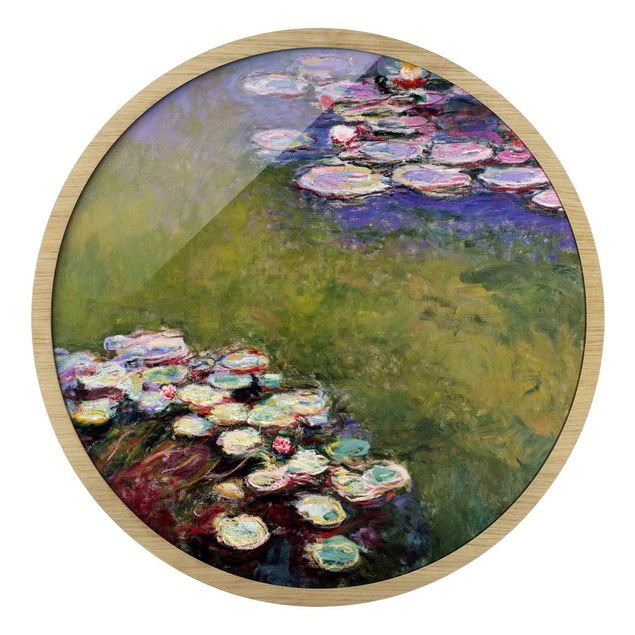 Circular framed print - Claude Monet - Water Lilies