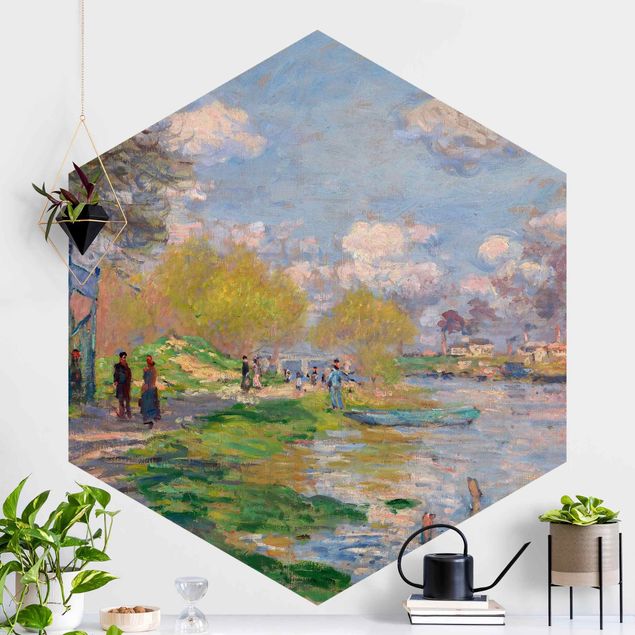 Self-adhesive hexagonal wall mural Claude Monet - River Seine