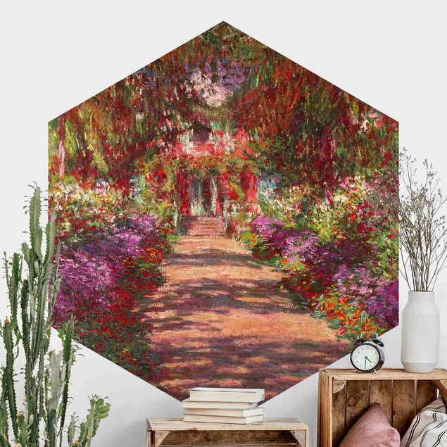 Hexagonal wall mural Claude Monet - Pathway In Monet's Garden At Giverny