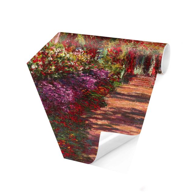 Self-adhesive hexagonal pattern wallpaper - Claude Monet - Pathway In Monet's Garden At Giverny