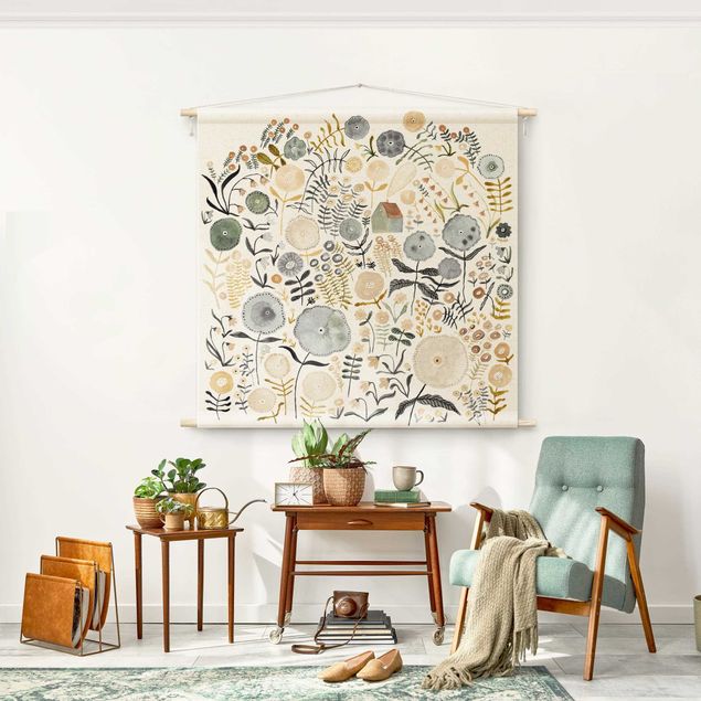 extra large wall tapestry Claudia Voglhuber - Sea Of Flowers