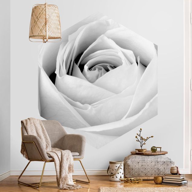 Self-adhesive hexagonal pattern wallpaper - Close Up Rose