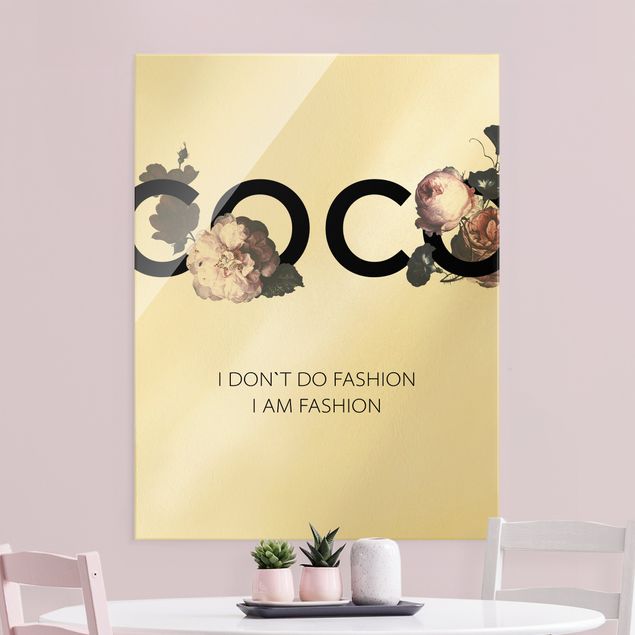 Glass print - COCO - I dont´t do fashion Roses - Portrait format